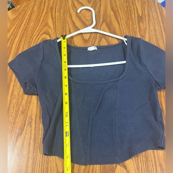 Garage Navy Blue Ribbed Crop Top - Size Medium - Picture 3 of 6